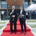 Stephan Tanda, Aptar's President and CEO, and Marc Prieur, President of the Aptar Beauty division, inaugurate the group's beauty division new site in Oyonnax, France (Photo : David Boyer)